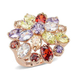 Alamode Rose Gold Brass Ring with AAA Grade CZ in MultiColor - Alamode - Flyclothing LLC