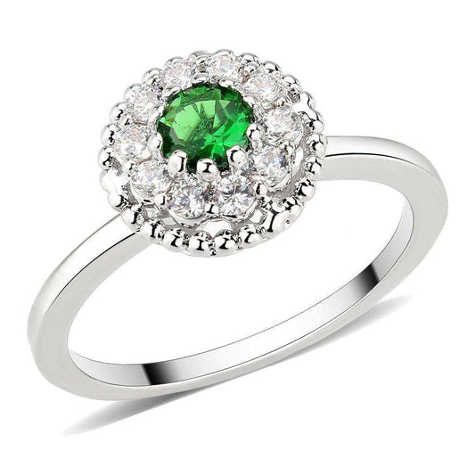 Alamode Rhodium Brass Ring with Synthetic in Emerald - Alamode - Flyclothing LLC
