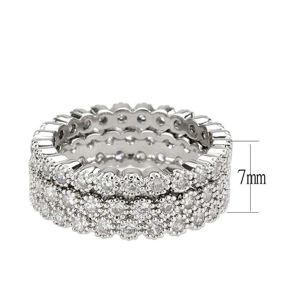 Alamode Rhodium Brass Ring with AAA Grade CZ in Clear - Alamode - Flyclothing LLC