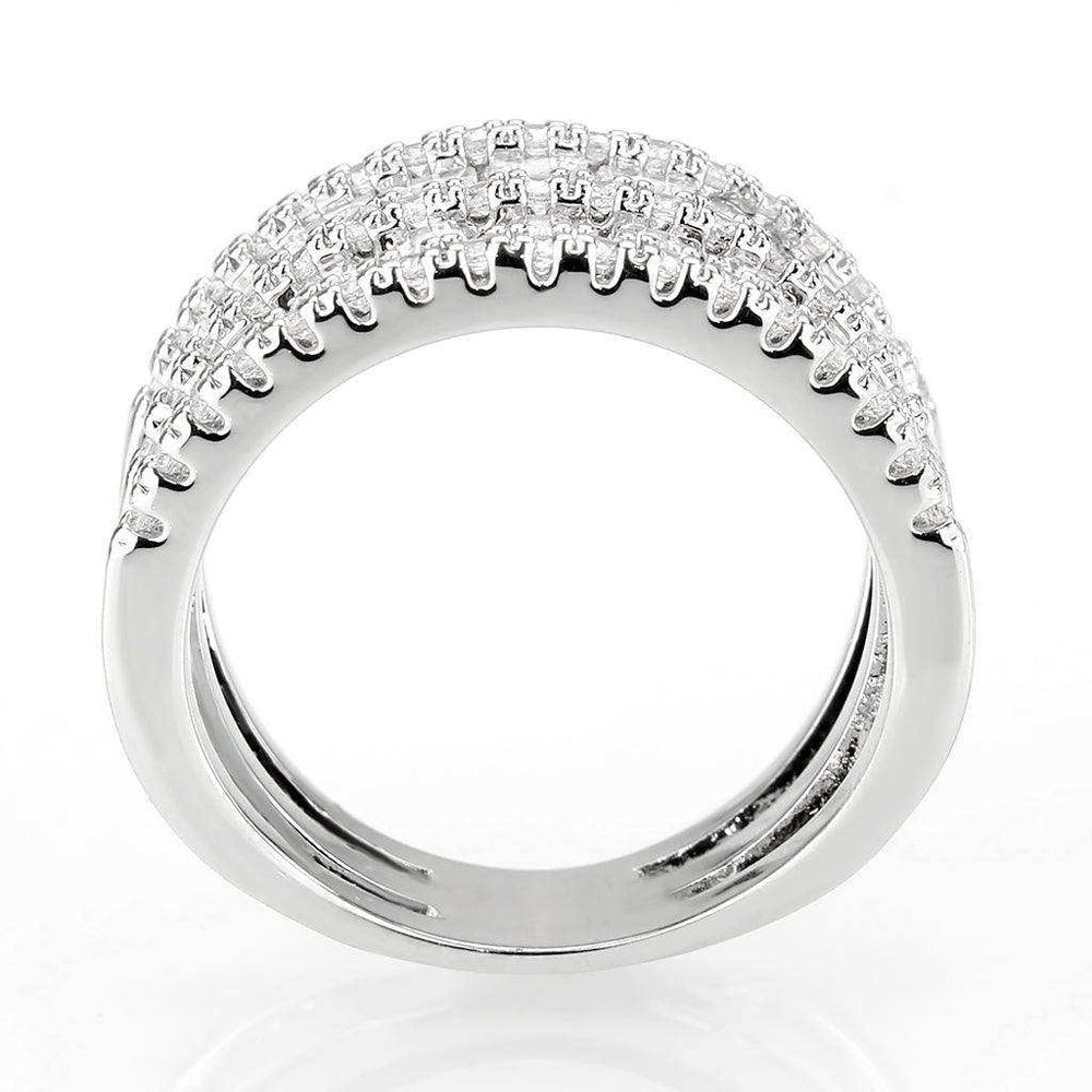 Alamode Rhodium Brass Ring with AAA Grade CZ in Clear - Alamode - Flyclothing LLC