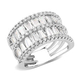 Alamode Rhodium Brass Ring with AAA Grade CZ in Clear - Alamode - Flyclothing LLC