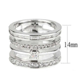 Alamode Rhodium Brass Ring with AAA Grade CZ in Clear - Alamode - Flyclothing LLC