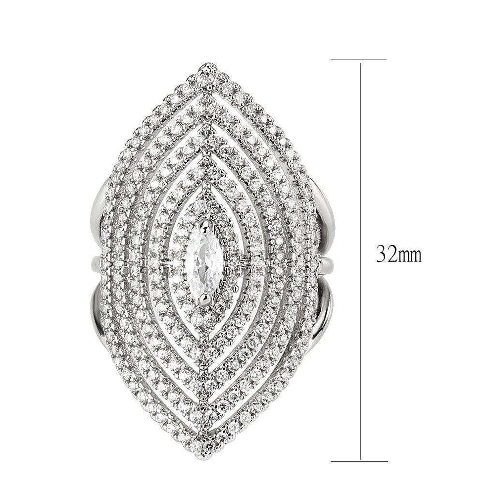 Alamode Rhodium Brass Ring with AAA Grade CZ in Clear - Alamode - Flyclothing LLC