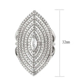 Alamode Rhodium Brass Ring with AAA Grade CZ in Clear - Alamode - Flyclothing LLC