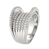 Alamode Rhodium Brass Ring with AAA Grade CZ in Clear - Alamode - Flyclothing LLC