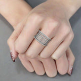 Alamode Rhodium Brass Ring with AAA Grade CZ in Clear - Alamode - Flyclothing LLC