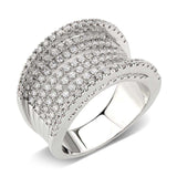Alamode Rhodium Brass Ring with AAA Grade CZ in Clear - Alamode - Flyclothing LLC
