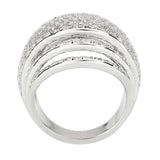 Alamode Rhodium Brass Ring with AAA Grade CZ in Clear - Alamode - Flyclothing LLC