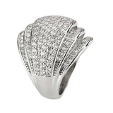 Alamode Rhodium Brass Ring with AAA Grade CZ in Clear - Alamode - Flyclothing LLC
