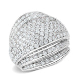 Alamode Rhodium Brass Ring with AAA Grade CZ in Clear - Alamode - Flyclothing LLC