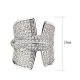 Alamode Rhodium Brass Ring with AAA Grade CZ in Clear - Alamode - Flyclothing LLC