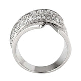 Alamode Rhodium Brass Ring with AAA Grade CZ in Clear - Alamode - Flyclothing LLC