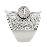 Alamode Rhodium Brass Ring with AAA Grade CZ in Clear - Alamode - Flyclothing LLC