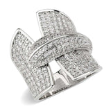 Alamode Rhodium Brass Ring with AAA Grade CZ in Clear - Alamode - Flyclothing LLC
