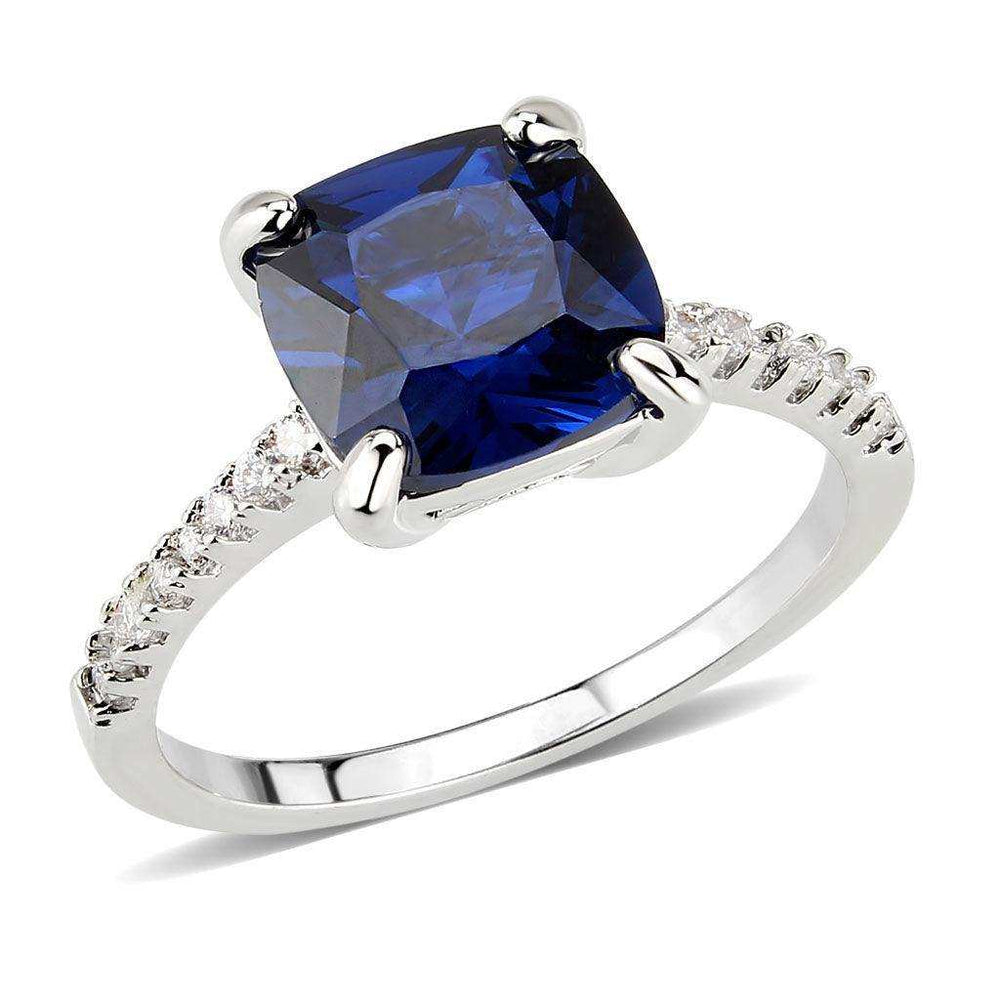 Alamode Rhodium Brass Ring with Semi-Precious in London Blue - Alamode - Flyclothing LLC