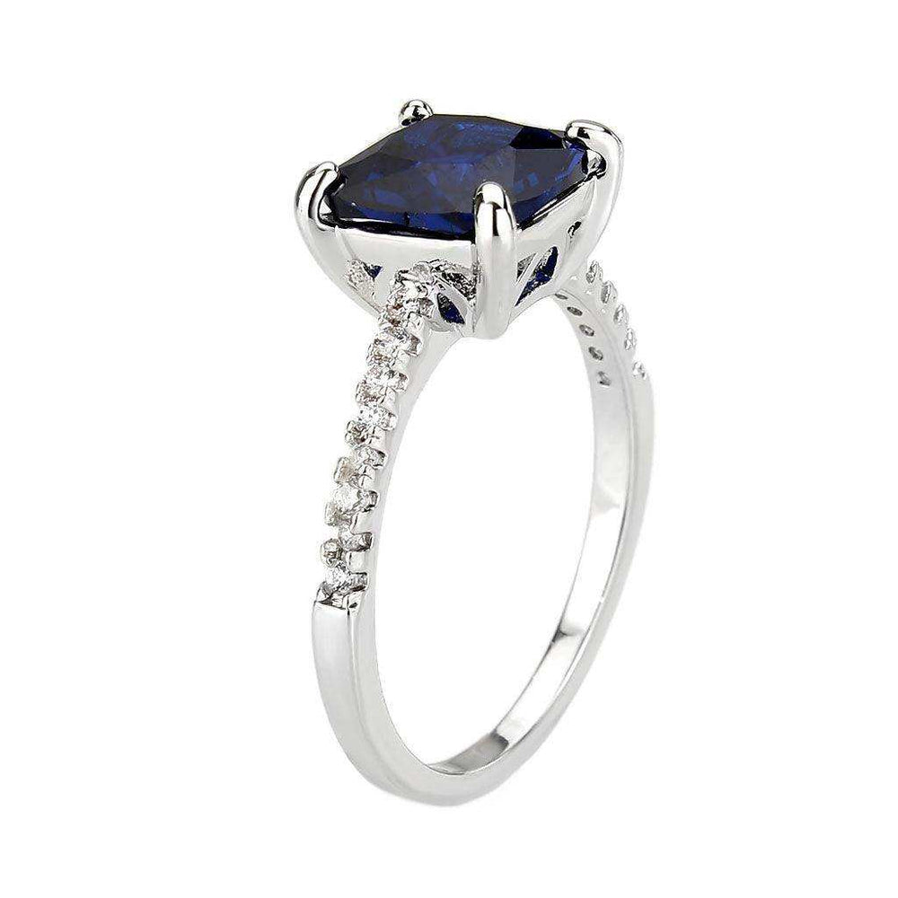 Alamode Rhodium Brass Ring with Semi-Precious in London Blue - Alamode - Flyclothing LLC
