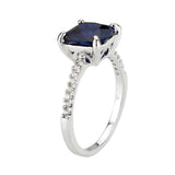 Alamode Rhodium Brass Ring with Semi-Precious in London Blue - Alamode - Flyclothing LLC