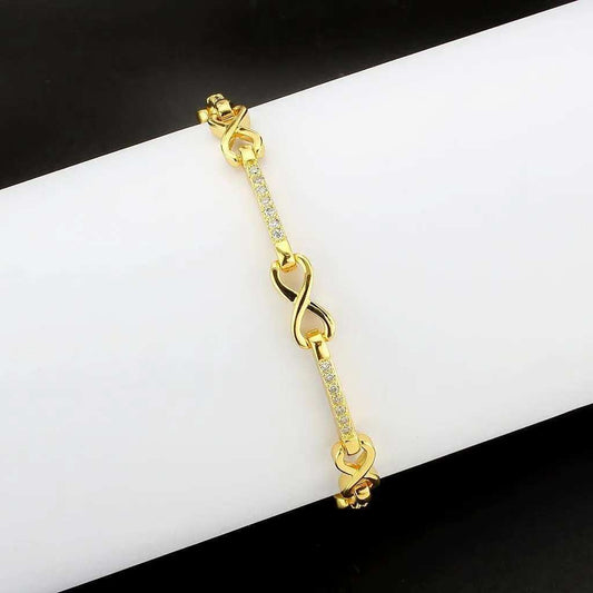Alamode Flash Gold Brass Bracelet with AAA Grade CZ in Clear - Alamode - Flyclothing LLC