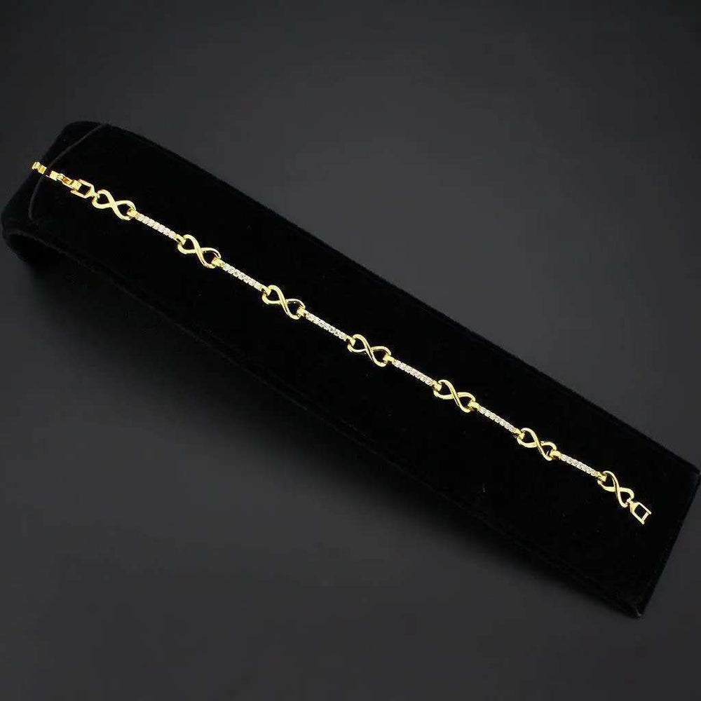 Alamode Flash Gold Brass Bracelet with AAA Grade CZ in Clear - Alamode - Flyclothing LLC