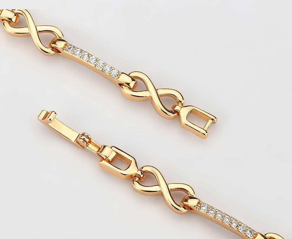 Alamode Flash Rose Gold Brass Bracelet with AAA Grade CZ in Clear - Alamode - Flyclothing LLC