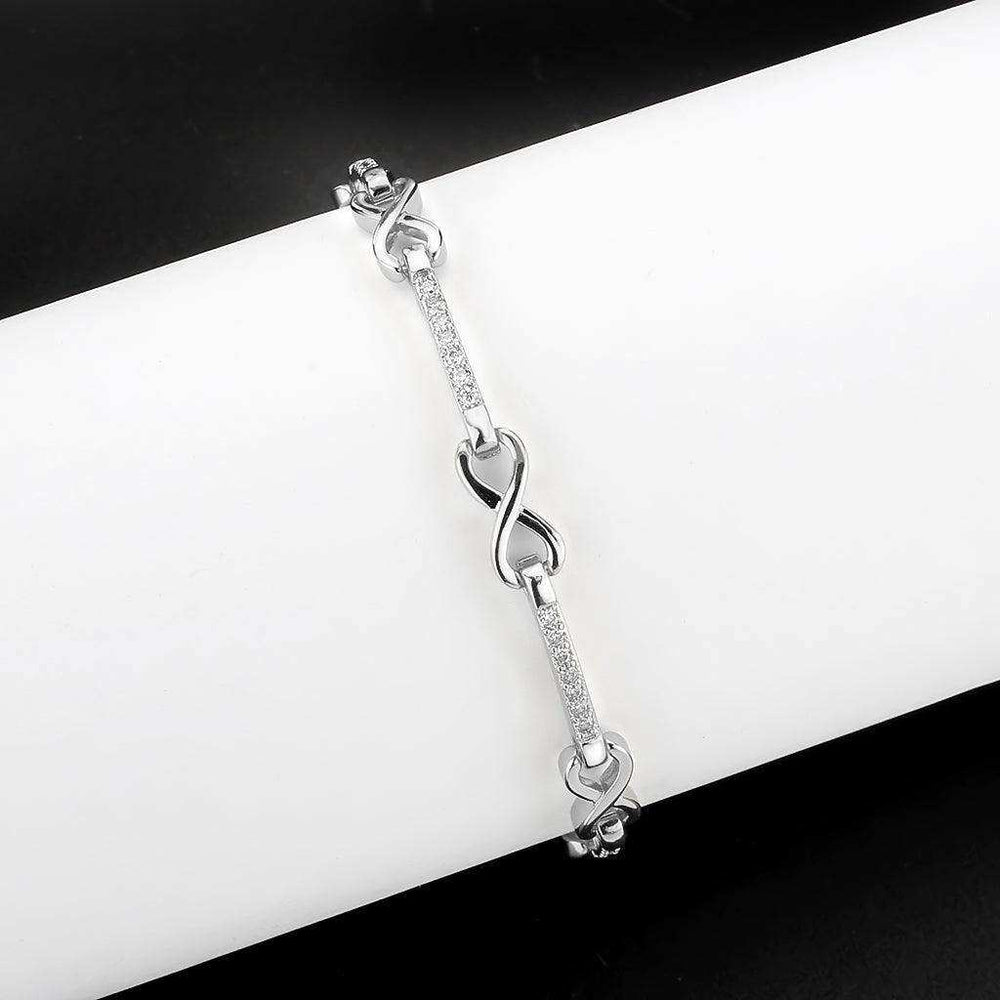 Alamode Rhodium Brass Bracelet with AAA Grade CZ in Clear - Alamode - Flyclothing LLC