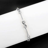 Alamode Rhodium Brass Bracelet with AAA Grade CZ in Clear - Alamode - Flyclothing LLC