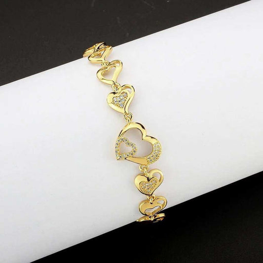 Alamode Flash Gold Brass Bracelet with AAA Grade CZ in Clear - Alamode - Flyclothing LLC