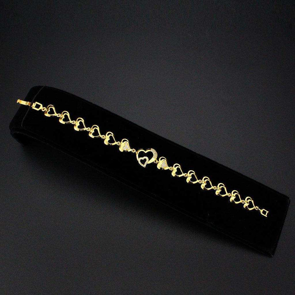 Alamode Flash Gold Brass Bracelet with AAA Grade CZ in Clear - Alamode - Flyclothing LLC