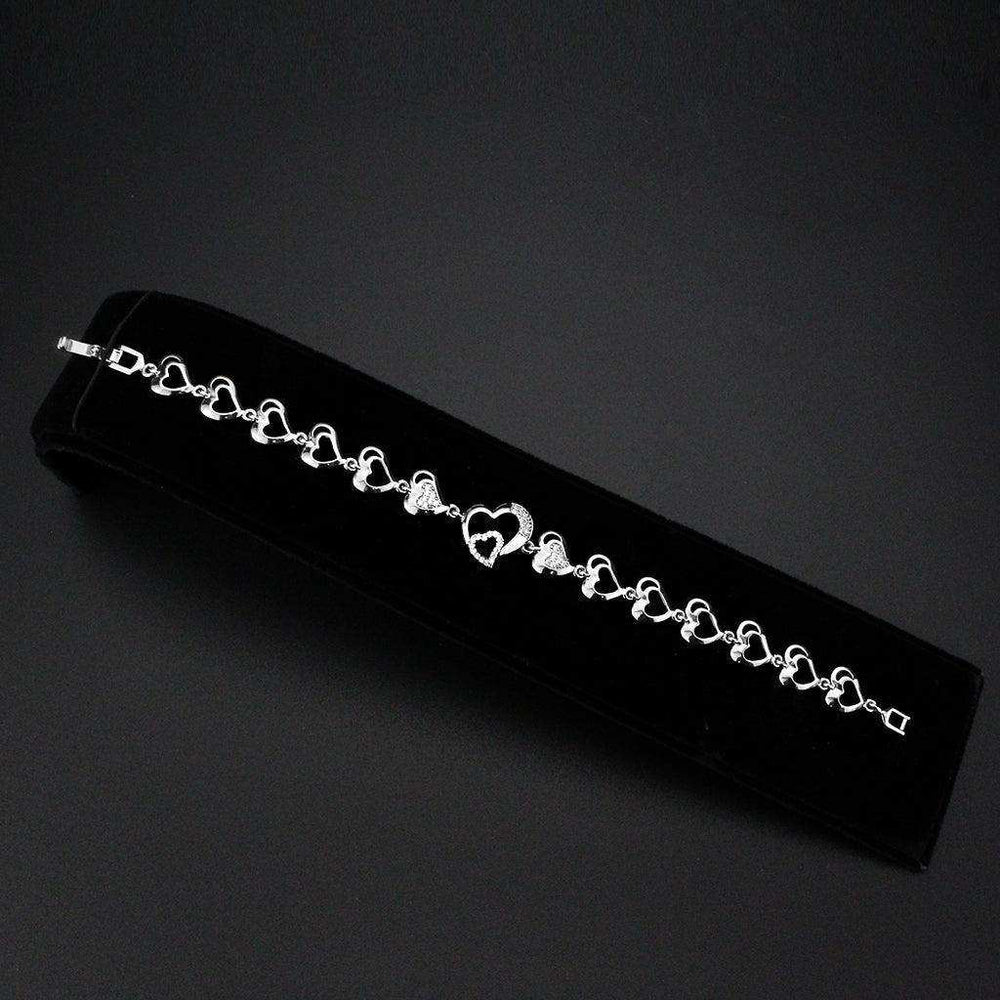 Alamode Rhodium Brass Bracelet with AAA Grade CZ in Clear - Alamode - Flyclothing LLC