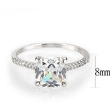 Alamode Rhodium Brass Ring with AAA Grade CZ in Clear - Alamode - Flyclothing LLC