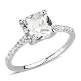 Alamode Rhodium Brass Ring with AAA Grade CZ in Clear - Alamode - Flyclothing LLC