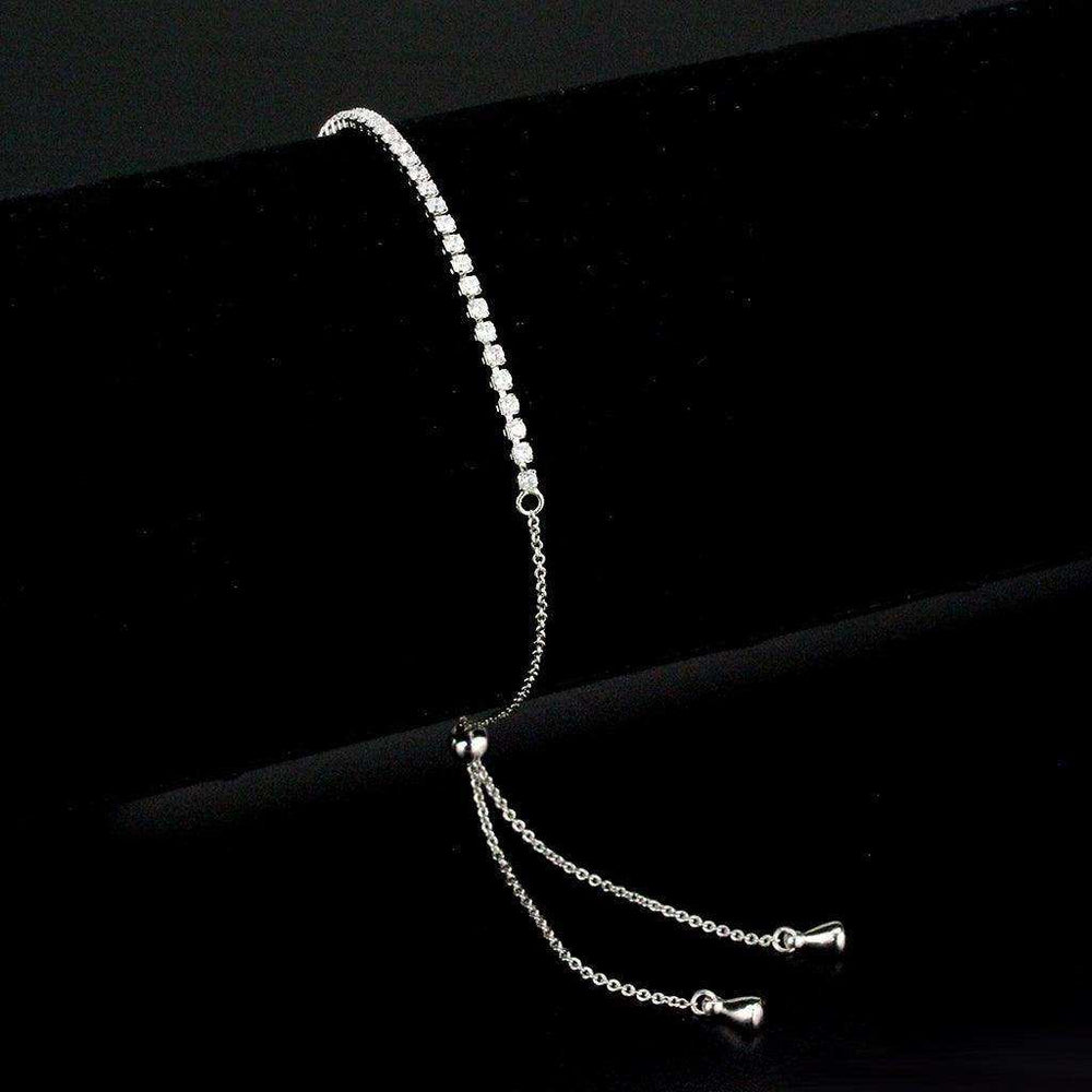 Alamode Rhodium Brass Bracelet with AAA Grade CZ in Clear - Alamode - Flyclothing LLC