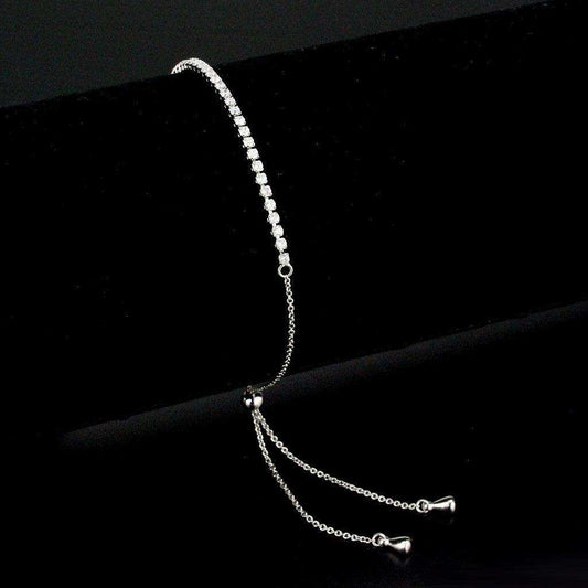 Alamode Rhodium Brass Bracelet with AAA Grade CZ in Clear - Alamode - Flyclothing LLC