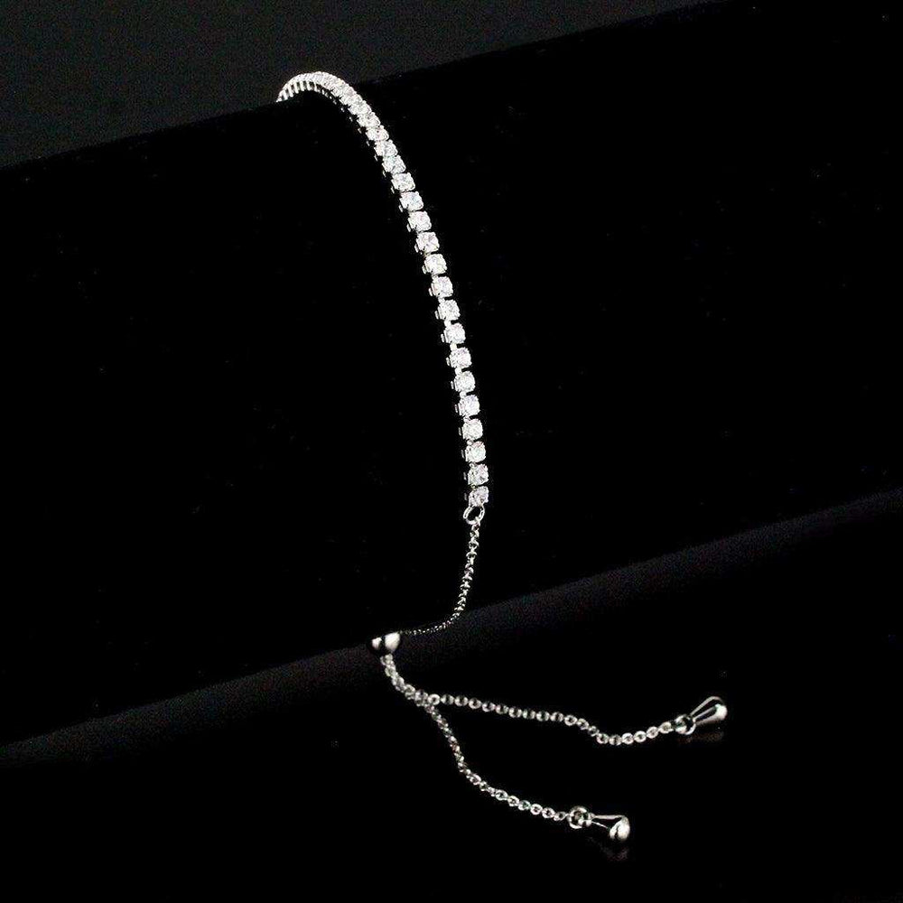 Alamode Rhodium Brass Bracelet with AAA Grade CZ in Clear - Alamode - Flyclothing LLC