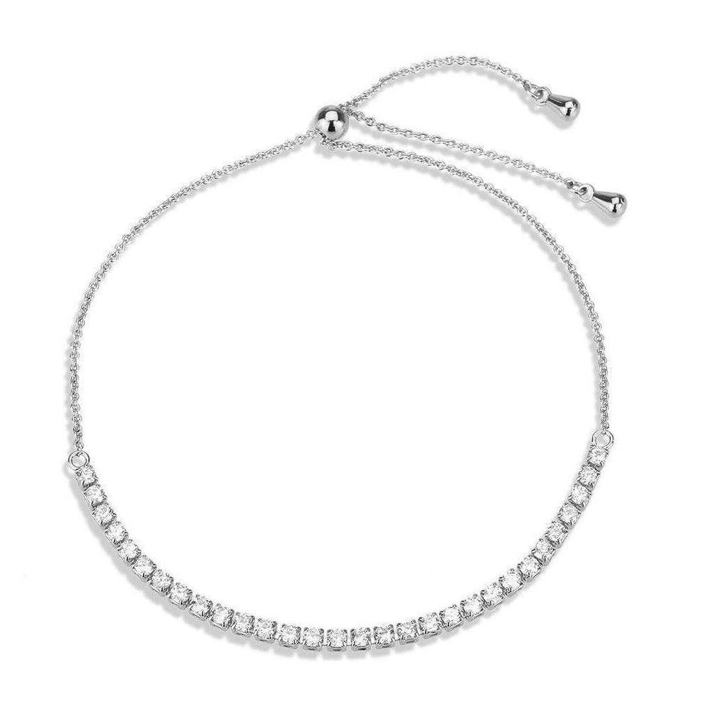Alamode Rhodium Brass Bracelet with AAA Grade CZ in Clear - Alamode - Flyclothing LLC
