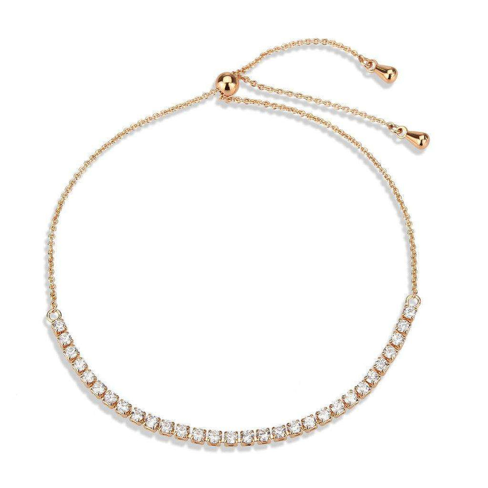 Alamode Rose Gold Brass Bracelet with AAA Grade CZ in Clear - Alamode - Flyclothing LLC