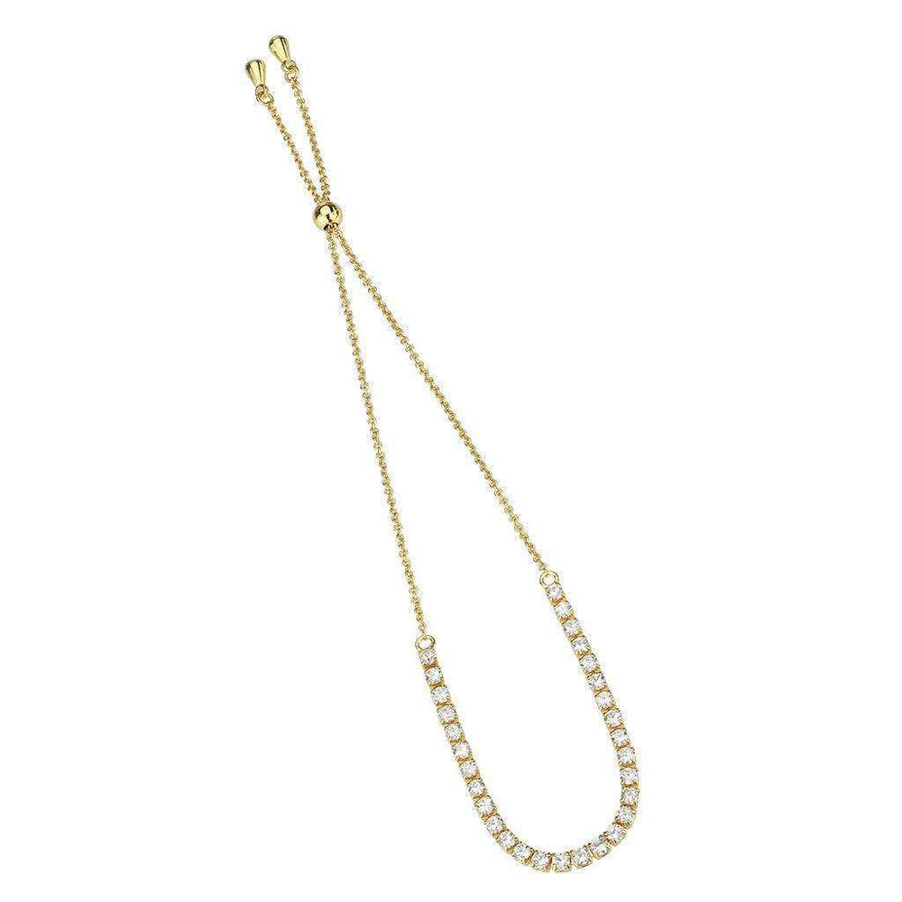 Alamode Gold Brass Bracelet with AAA Grade CZ in Clear - Alamode - Flyclothing LLC