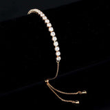 Alamode Rose Gold Brass Bracelet with AAA Grade CZ in Clear - Alamode - Flyclothing LLC