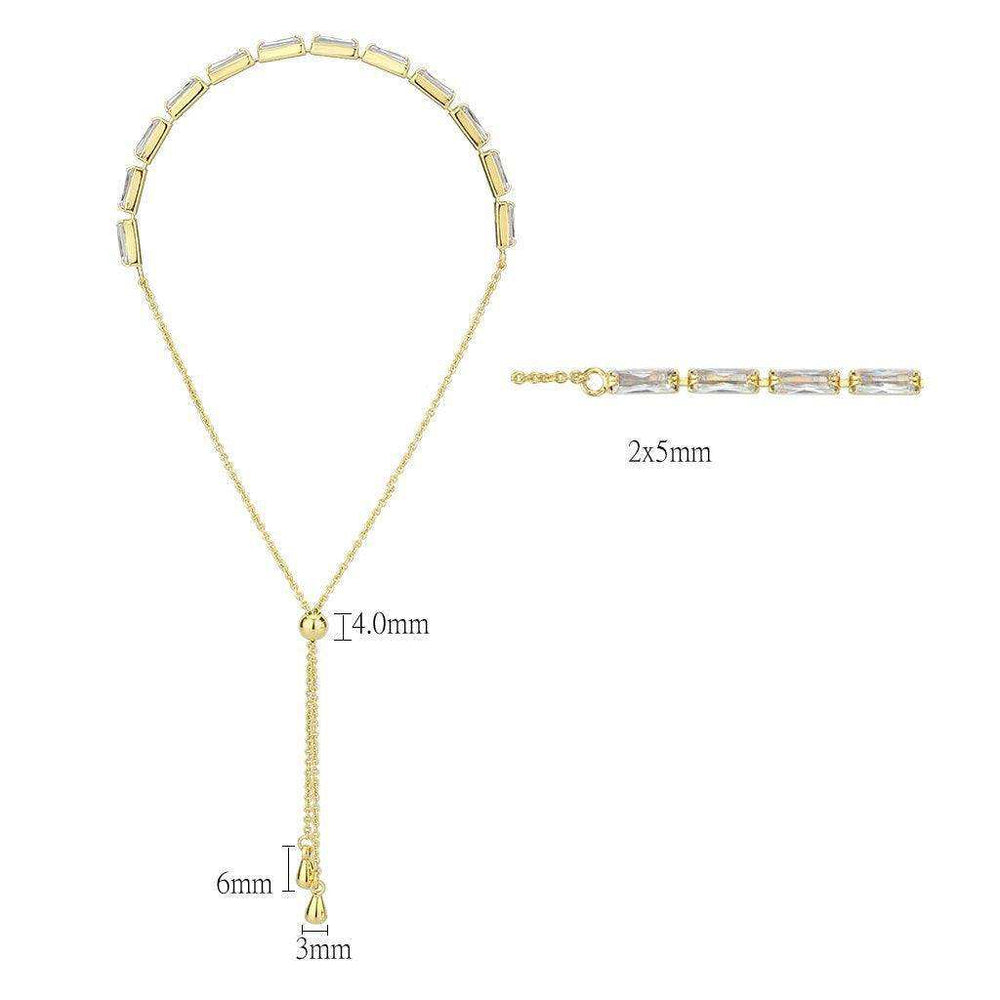 Alamode Gold Brass Bracelet with AAA Grade CZ in Clear - Alamode - Flyclothing LLC