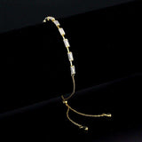 Alamode Gold Brass Bracelet with AAA Grade CZ in Clear - Alamode - Flyclothing LLC