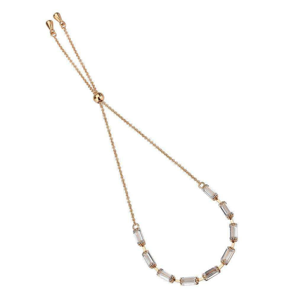 Alamode Rose Gold Brass Bracelet with AAA Grade CZ in Clear - Alamode - Flyclothing LLC