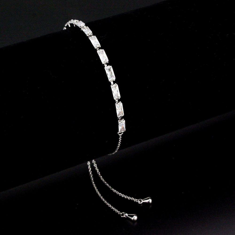Alamode Rhodium Brass Bracelet with AAA Grade CZ in Clear - Alamode - Flyclothing LLC