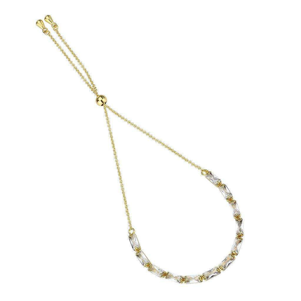 Alamode Gold Brass Bracelet with AAA Grade CZ in Clear - Alamode - Flyclothing LLC