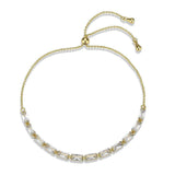 Alamode Gold Brass Bracelet with AAA Grade CZ in Clear - Alamode - Flyclothing LLC