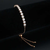 Alamode Rose Gold Brass Bracelet with AAA Grade CZ in Clear - Alamode - Flyclothing LLC