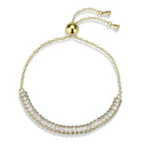 Alamode Gold Brass Bracelet with AAA Grade CZ in Clear - Alamode - Flyclothing LLC