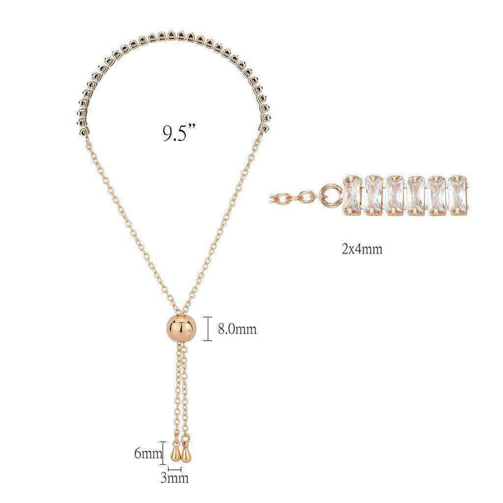 Alamode Rose Gold Brass Bracelet with AAA Grade CZ in Clear - Alamode - Flyclothing LLC
