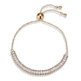 Alamode Rose Gold Brass Bracelet with AAA Grade CZ in Clear - Alamode - Flyclothing LLC
