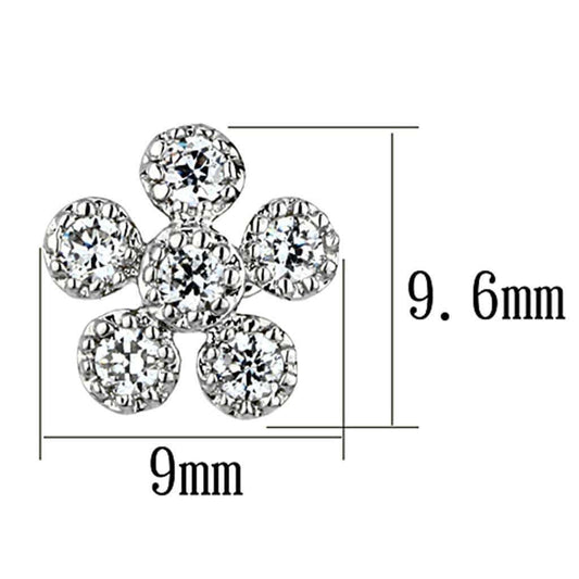 Alamode Rhodium Brass Earrings with AAA Grade CZ in Clear - Alamode - Flyclothing LLC