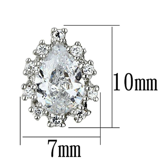 Alamode Rhodium Brass Earrings with AAA Grade CZ in Clear - Alamode - Flyclothing LLC